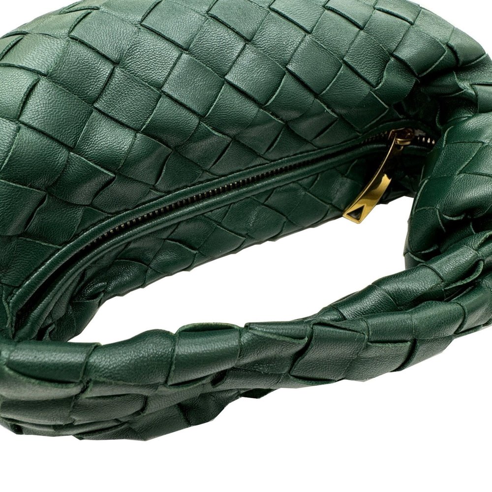 BOTTEGA VENETA Jody Handbag, Lambsun Calfskin, 651876, Intrecciato, Dark Gree... - Picture 9 of 11